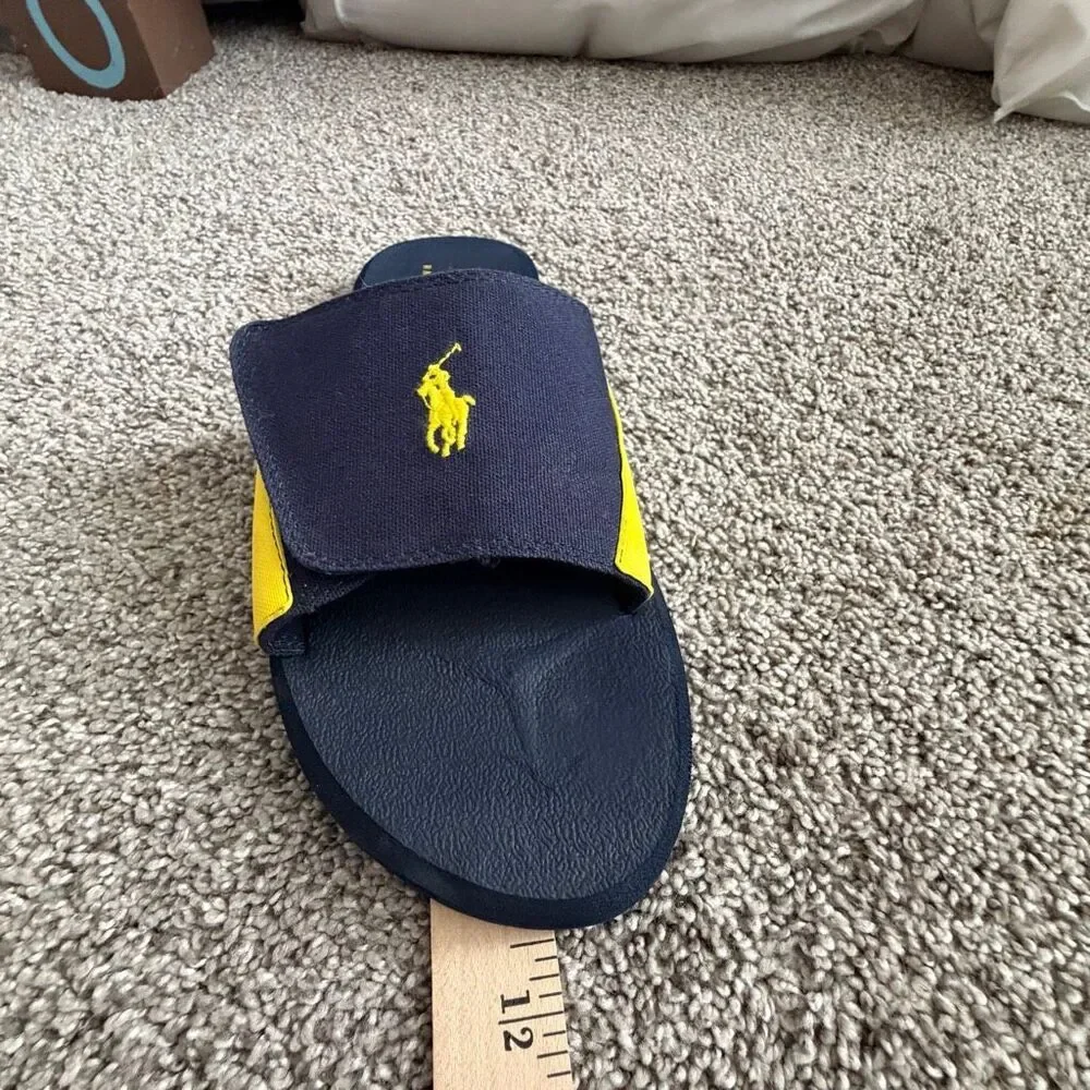 Polo Ralph Lauren Men's 10.5 Adjustable Pool Sandal | EUC Navy Canvas Slide